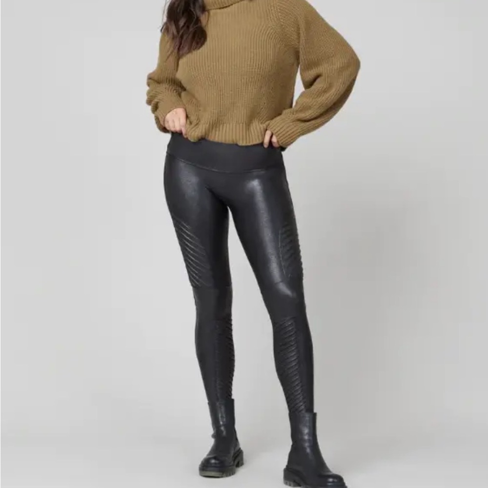 Spanx motto faux leather leggings sz Lg - Picture 8 of 10